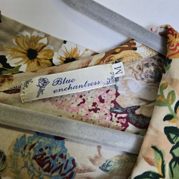 Blue Enchantress Retro Rockabiliy Floral Pin Up Style Midi Dress, Size Medium - Picture 4 of 9